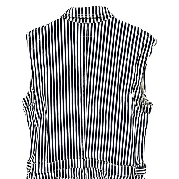 Current Elliott Sleeveless Jumpsuit Dress White Blue‎ Striped Denim Size 3 Large - Picture 7 of 16